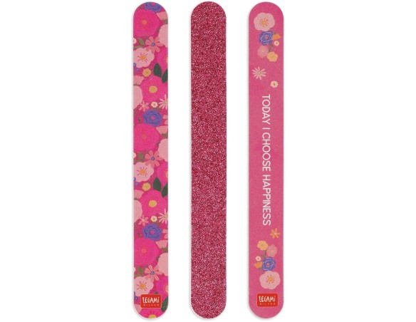Legami - Set di 3 Lime per Unghie, Tema Flowers, Nails Before Males, 3 Lime Adatte ad Accorciare, Limare e Modellare tutti i ti