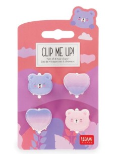 Legami - Set di 4 Mini Mollette per Capelli teddy - Clip...