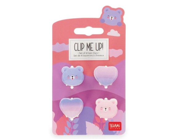 Legami - Set di 4 Mini Mollette per Capelli teddy - Clip me up! orso legami