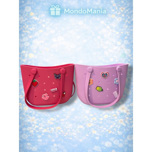 BORSA MINI TOTE BAG IN EVA CON 5 PINS TINTA...