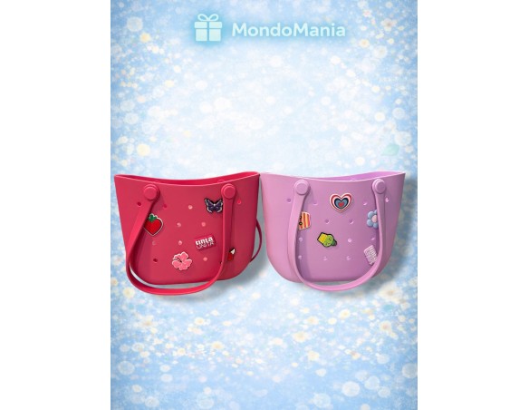 BORSA MINI TOTE BAG IN EVA CON 5 PINS TINTA UNITA CL E CHIC IN SILICONE - 24X19X12,5 - 62792