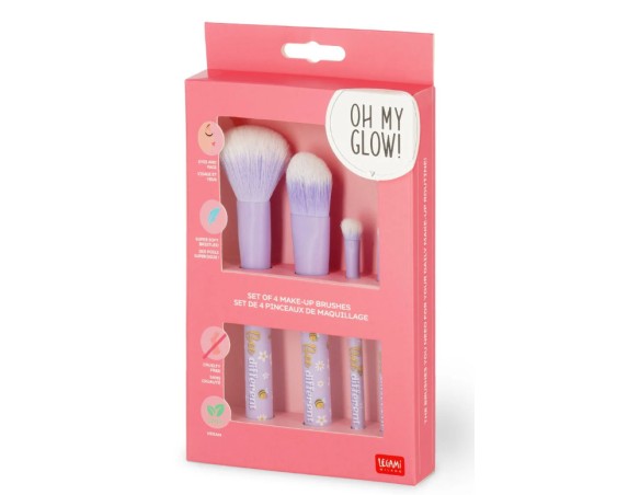 Legami - Set di 4 Pennelli per il Trucco, Oh My Glow! Tema Bee ape Include Powder Brush, Foundation Brush, Eyeshadow Brush, Eye