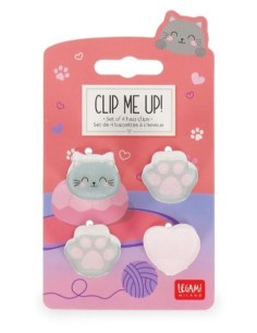 Legami - Set di 4 Mini Mollette per Capelli kitty - Clip...