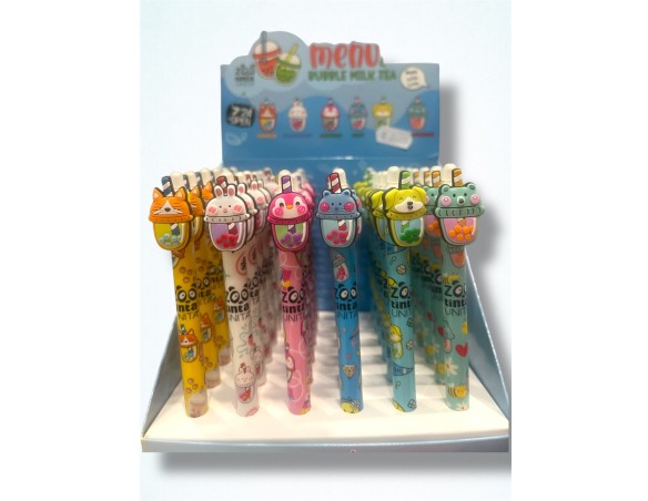Penna Scatto Cancellabile Tinta unita Zoo Bubble Tea blu o nero