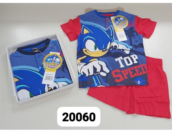 Sonic | PIGIAMA Sonic - Pigiama due pezzi bambino, CORTO estivo in cotone,( 20060 ) 3-4-5-6-7 anni