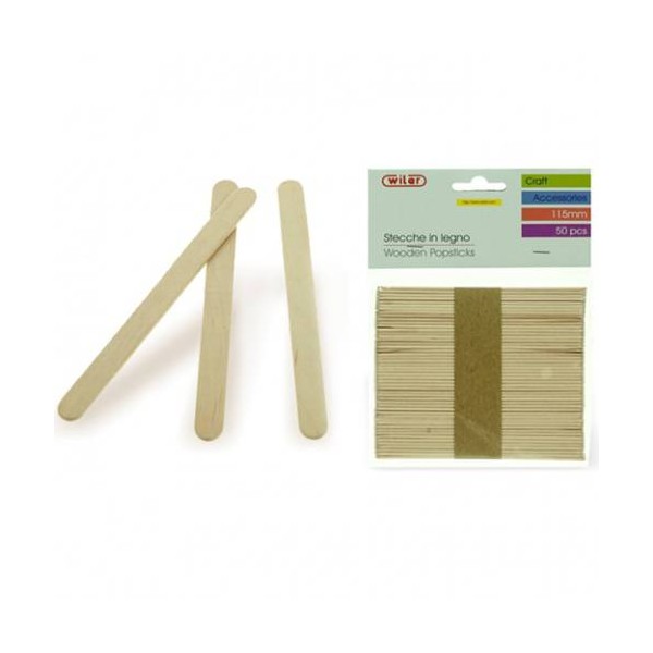 Bastoncini Legno Naturale 50 Stecche 115mm