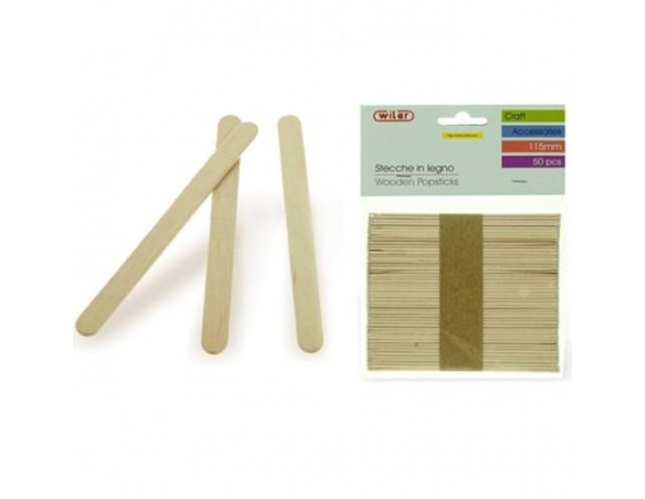 Bastoncini Legno Naturale 50 Stecche 115mm