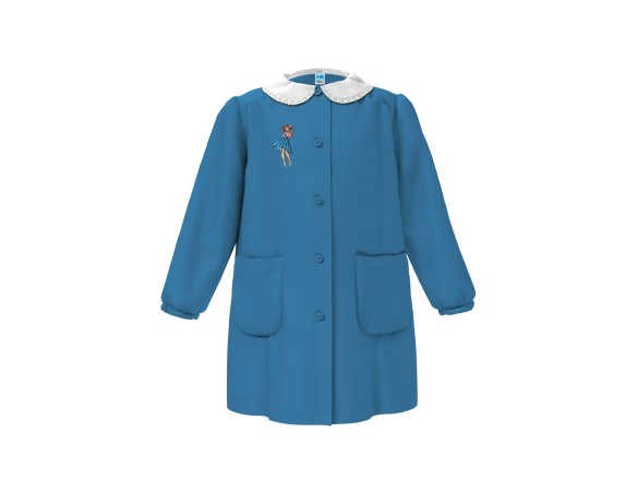 Grembiule con zip cerniera scuola elementare blu bambina Siggi Made in Italy ricamo  ragazza bambina 4216