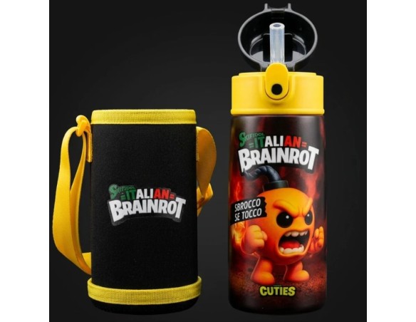 Italian Brainrot | Borraccia bottle kid con portaborraccia a tracolla Skifidol brainrot