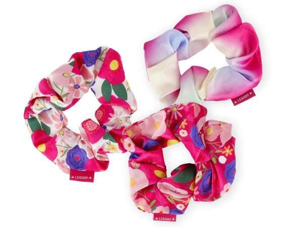 Legami - Set di 3 Hair Scrunchies Hair We Are, fiori Elastici per Capelli, Elastici arricciati con Tessuto Effetto Satinato, Be
