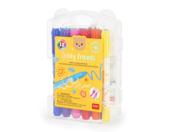 Legami | Set di 12 Pastelli a Cera a Rotazione - Teddy Friends