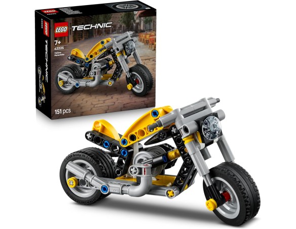 LEGO Technic  42225 Moto Gialla Giocattolo - Modellino da Costruire di Veicolo con Motore a 3 Pistoni - Gioco STEM - Regalo di 