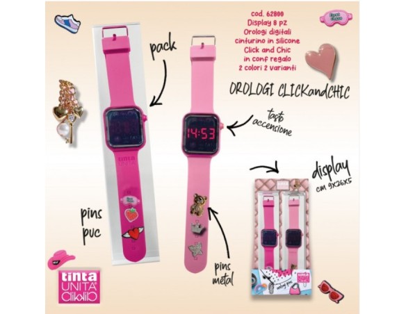 Orologio Digitale Touch Screen TintaUnita Clik: Display LED cinturino in Silicone