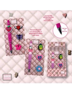 Penna Glitter TintaUnita Click Blu con 3 Pins...