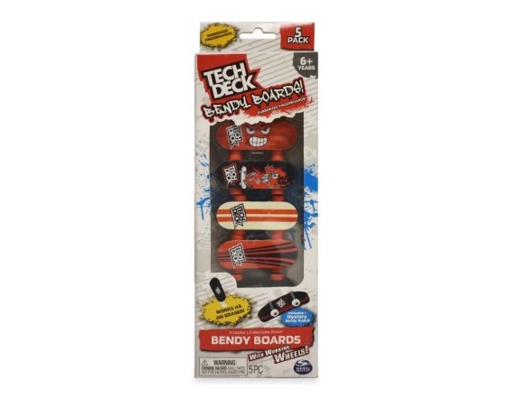 Tech deck rubberised bendy boards confezione con 5 pezzi