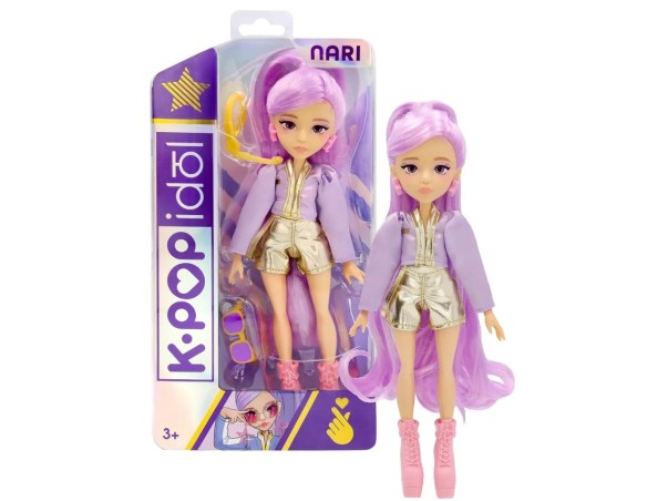 Demon Hunters K-POP IDOL Bambola Nari Bambole alla moda Stile K-Pop Power Idol, capelli lavanda. 3 accessori per creare outfit 