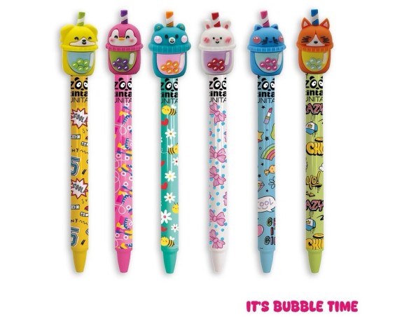 Penna Scatto Cancellabile Tinta unita Zoo Bubble Tea blu o nero