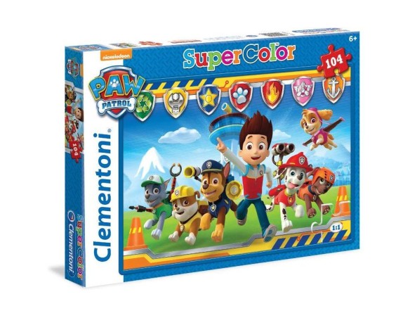 Clementoni- Paw Patrol Supercolor Puzzle, 104 Pezzi, 27945