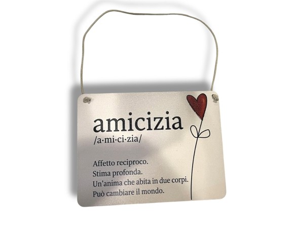 Amicizia | TARGA AMICIZIA RETTANGOLARE CON CORDONCINO 13X17 Amicizia Affetto reciproco..