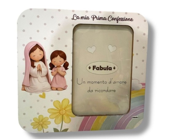 Prima Confessione Fabula | PORTAFOTO CORNICE DECENTRATA IN LEGNO CONFESSIONE VERTICALE BAMBINA - 10 X 15