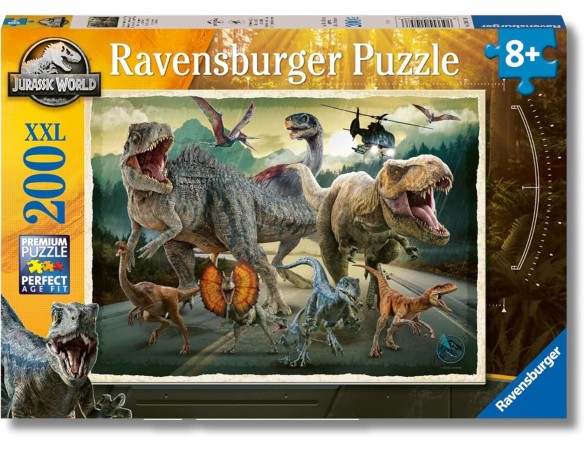 Ravensburger - Puzzle 8 Anni | Puzzle Jurassic World 8 Anni | Puzzle 200 Pezzi Bambini Da Pavimento 49x36cm | Giochi Bambino 8 