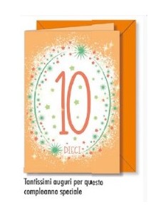 Biglietto Compleanno 10 Anni Glitter