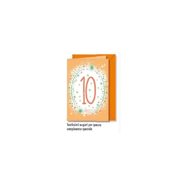 Biglietto Compleanno 10 Anni Glitter