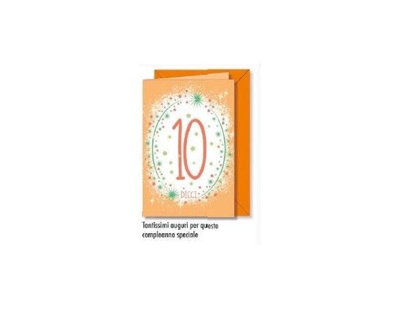 Biglietto Compleanno 10 Anni Glitter