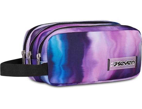 Seven Portapenne Scuola FREETHINK, Rosa, Viola, Astuccio Triplo Scomparto, 3 zip, Spazioso, Accessori Zaino, Scuola media e sup