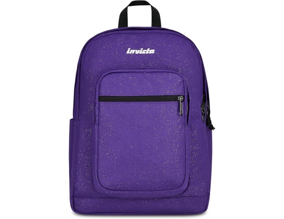 Invicta Zaino Scuola Jelek Shine, Viola, 34 L, Effetto brillantini, Doppio Scomparto, Tasca interna con organizer, Tasca porta 