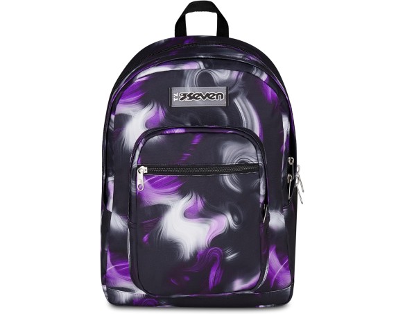 Seven Zaino Scuola FREETHINK, Doppio Scomparto, Nero, 34 L, Scomparto porta pc ablet, Tasche multifunzione, Tasca laterale port