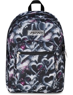 Seven Zaino Scuola FREETHINK, Doppio Scomparto, Nero, 34...