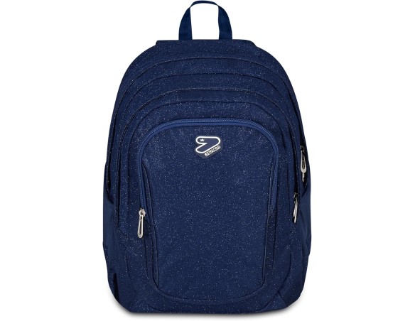 Seven Zaino Scuola SHINY TECH, Doppio Scomparto, Blu, Glitter, 30 L, Tasca frontale, Tasca portaborraccia, Scomparto porta pc, 