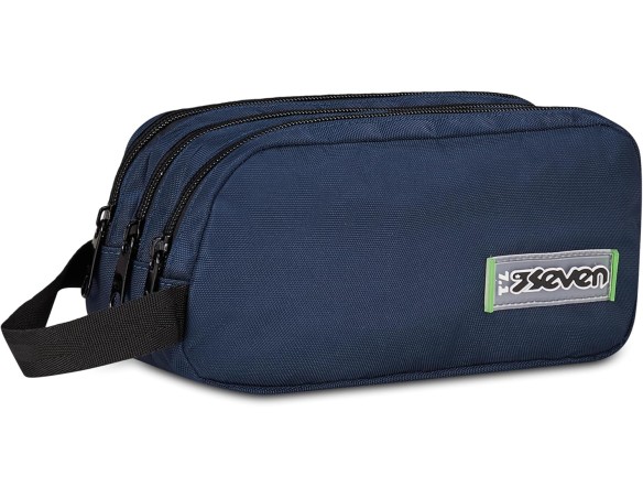 Seven Portapenne Scuola FREETHINK, Blu, Astuccio Triplo Scomparto, 3 zip, Spazioso, Accessori Zaino, Scuola media e superiore, 
