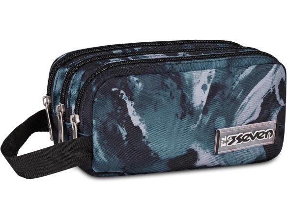 Seven Portapenne Scuola FREETHINK, Grigio, Astuccio Triplo Scomparto, 3 zip, Spazioso, Accessori Zaino, Scuola media e superior