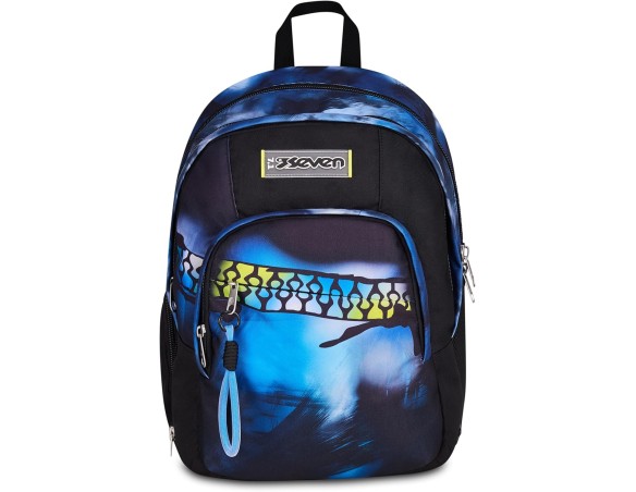 Seven Zaino Scuola Dual Detach BLU FUSION, Nero, 32 L, Doppio Scomparto, Multifunzione, Zaino Staccabile, Tasca con organizer, 