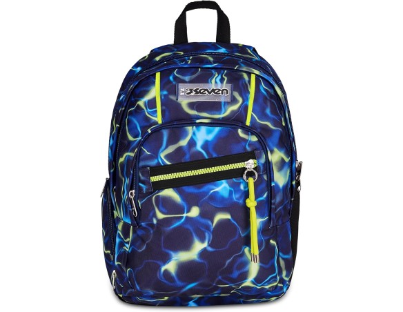 Seven Zaino Scuola Dual Detach ELECTRICVIBE BOY, Blu, 32 L, Doppio Scomparto, Multifunzione, Zaino Staccabile, Tasca con organi