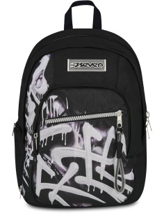 Seven Zaino Scuola Dual Detach PLUMPY LINE BOY, Nero, 32...