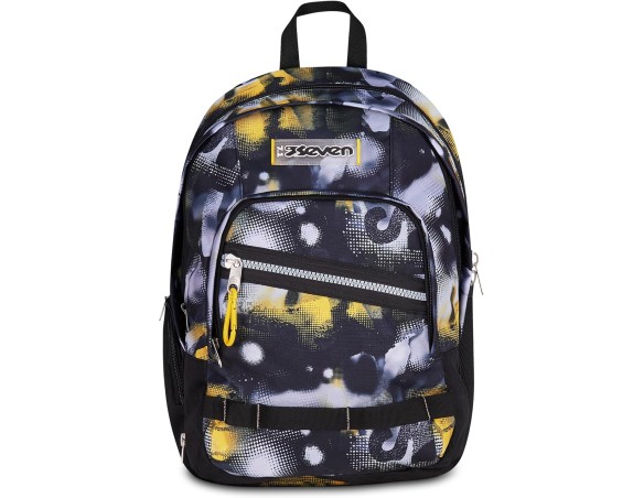 Seven Zaino Scuola Dual Detach PLUMPY LINE BOY, Nero, 32 L, Doppio Scomparto, Multifunzione, Zaino Staccabile, Tasca con organi