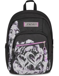 Seven Zaino Scuola Dual Detach PLUMPY LINE GIRL, Nero, 32...