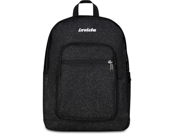 Invicta Zaino Scuola Jelek Shine, Nero,34 L, Effetto glitter brillantini, Doppio Scomparto, Tasca interna con organizer, Tasca 