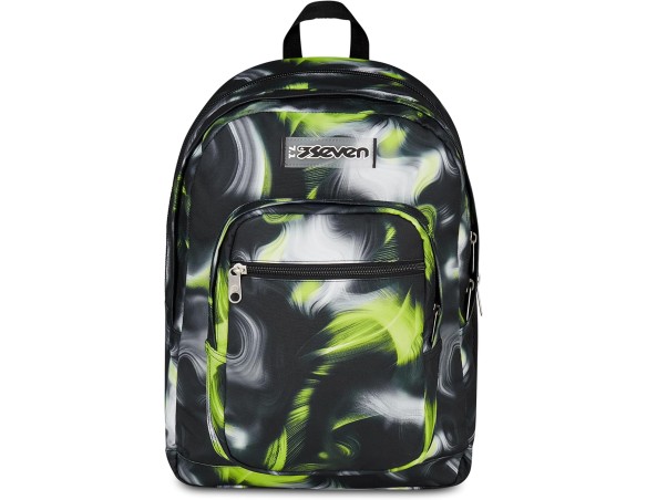 Seven Zaino Scuola FREETHINK, Doppio Scomparto, Nero, 34 L, Scomparto porta pc Tablet, Tasche multifunzione, Tasca laterale por