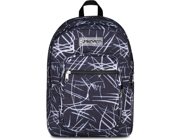 Seven Zaino Scuola FREETHINK, Doppio Scomparto, Nero, 34 L, Scomparto porta pc Tablet, Tasche multifunzione, Tasca laterale por