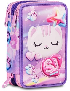 SJ GANG STYLE JAM GANG Astuccio Scuola 3 Zip 3D GLOWCAT,...
