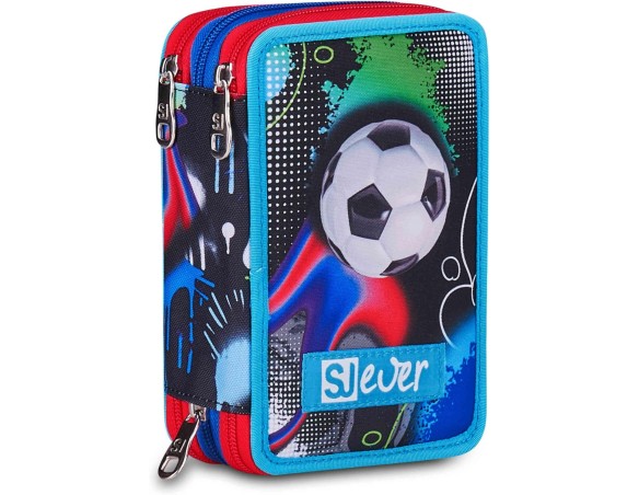 SJ GANG STYLE JAM GANG Astuccio Scuola 3 Zip, Sj Ever Fluid Game, Blu, Triplo Scomparto, Portapenne Attrezzato, 45 pezzi, Acces