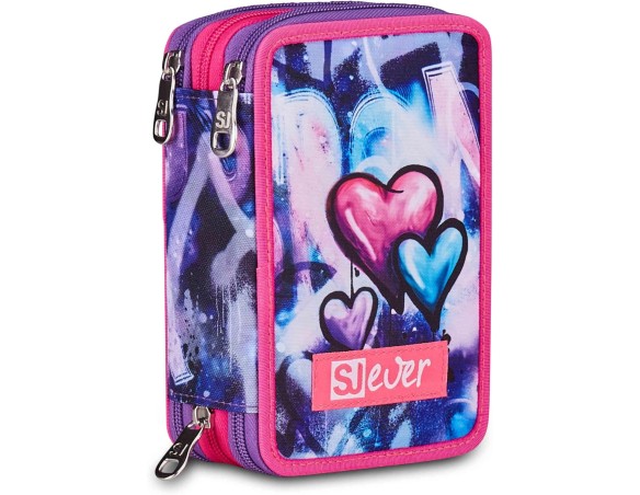 SJ GANG STYLE JAM GANG Astuccio Scuola 3 Zip, Sj Ever Multiviolet, Viola, Triplo Scomparto, Portapenne Attrezzato, 45 pezzi, Ac