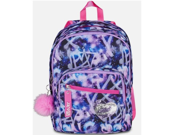 SJ GANG STYLE JAM GANG Zaino Multiviolet , Rosa 31 L, Con Tasca Porta Borraccia e Charm Staccabile, Elementari, Bambina
