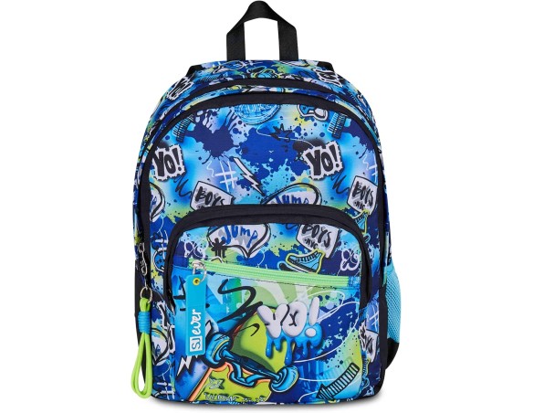 SJ GANG STYLE JAM GANG Zaino Scuola Doppio Scomparto, Sj Ever Cloudy Blue, Azzurro, 31 L, Con Tasca Porta Borraccia e Charm Sta