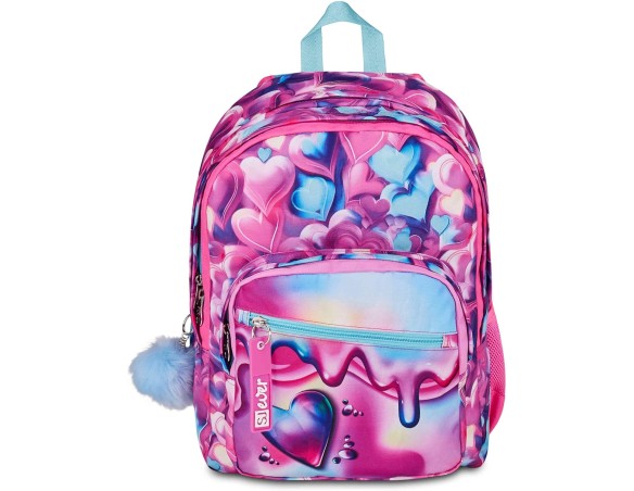 SJ GANG STYLE JAM GANG Zaino Scuola Doppio Scomparto, Sj Ever Pink Beat, Rosa, 31 L, Con Tasca Porta Borraccia e Charm Staccabi
