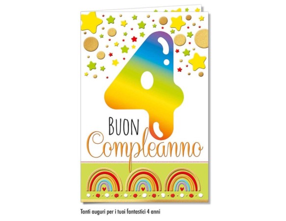 Biglietto Auguri Compleanno 4 anni